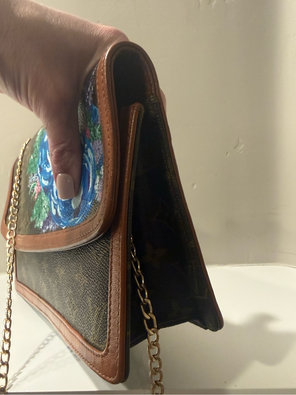 Louis Vuitton Monogram Grand Dame Clutch with Custom Hand-painted Floral Design - Picture 5 of 14